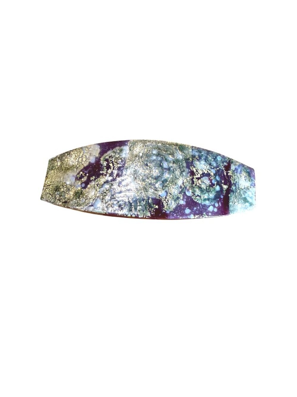 VTG Maroon Gold Metallic Hair Barrette Resin Marble Effect Classic Accessory